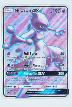 2017 POKEMON SUN & MOON SHINING LEGENDS #72 FULL ART/MEWTWO GX 73 PURPLE PINK - Image 3