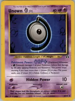 2001 Neo - Discovery Unown D Basic/Uncommon #47 - Image 1