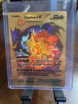 Pokemon V evolution Charizard V HP 508 Wild flames 500K Gold Foil Fan Card - Image 1