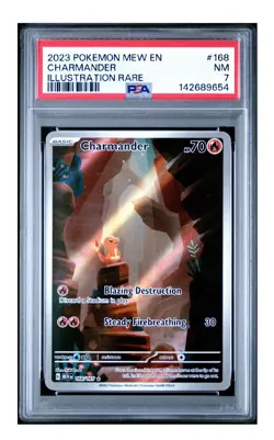 PSA 7 2023 POKEMON MEW EN-151 | ILLUSTRATION RARE CHARMANDER 168 - Image 1