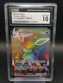 Pokemon Glaceon Vmax 208/203 Evolving Skies CGC 10 Full Art Secret Rare - Image 1