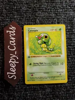 Pokemon Caterpie 45/102 Shadowless 1st Edition Base Set 1999 Pokemon PL - Image 1