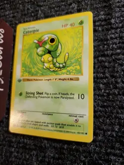 Pokemon Caterpie 45/102 Shadowless 1st Edition Base Set 1999 Pokemon PL - Image 2