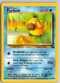 Psyduck 53/62 1999 Fossil Unlimited Regular Common - Image 1