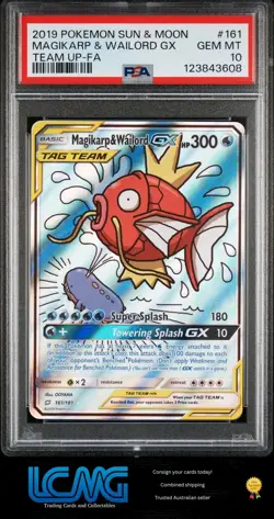2019 POKEMON SUN & MOON TEAM UP #161 FULL ART/MAGIKARP & WAILORD GX PSA 10 - Image 1