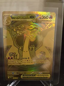 Mega Charizard X EX Gold Hyper Rare 130/094 Pokemon Phantasmal Flames English NM - Image 1