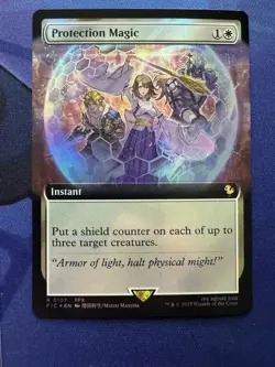 MTG Final Fantasy Protection Magic Borderless Foil Commander Magic NM - Image 1