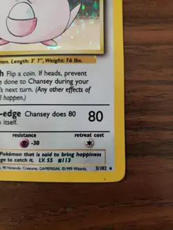 Chansey 3/102 Holo / Pokemon Card Wizards Base Set / English Unlimited - Image 2