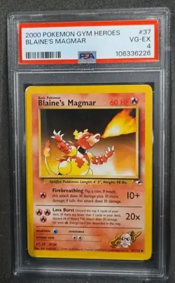POKEMON CARD BLAINE'S MAGMAR 37 GYM HEROES #37 VINTAGE GRADED PSA 4 WIZARDS - Image 1