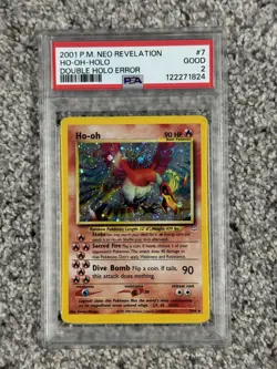 Pokemon Ho-oh Neo Revelation Holo Rare 7/64 Double Holo Error Holo Bleed PSA 2 - Image 1