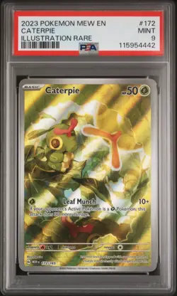 2023 POKEMON MEW EN-151 ILLUSTRATION RARE #172 CATERPIE PSA 9 - Image 1