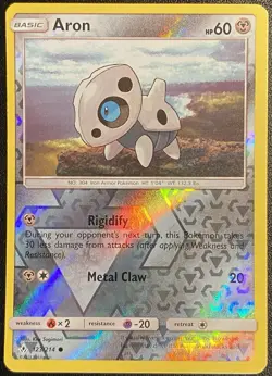 Aron Reverse Holo Common 123/214 Pokemon TCG Sun & Moon Unbroken Bonds - NM - Image 1