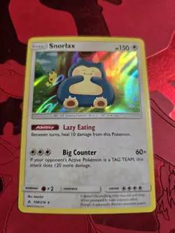 NM+ Snorlax 158/214 Sm Unbroken Bonds Holo Rare 2019 Pokemon Card - Image 1