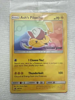 Ash's Pikachu - SM108 - Black Star Promo - I Choose You - Pokemon Card - NM - Image 1