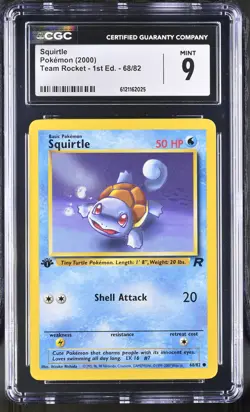 CGC 9 MINT Squirtle Team Rocket 1st Edition 68/82 Pokemon Card - Image 1