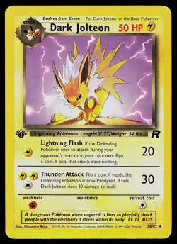 Pokemon Card - Dark Jolteon Team Rocket 38/82 Uncommon 1st Edition - Image 1