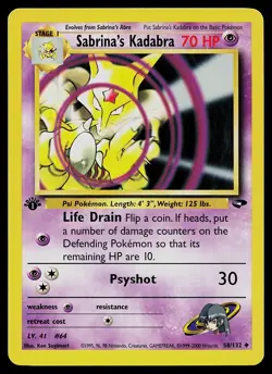 Pokemon Card - Sabrina's Kadabra Gym Challenge 58/132 Uncommon 1st Edition - Image 1