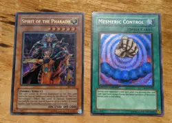 1996 Yu-Gi-Oh YuGiOh Holo Cards Spirit of the Pharaoh & Mesmeric Control - Image 3