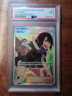 2018 Pokemon Sun & Moon Dragon Majesty Zinnia #70 Full Art PSA 9 Mint - Image 1