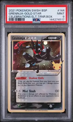 2021 POKEMON SWSH BLACK STAR PROMO #144 GRENINJA-GOLD STAR PSA 9 - Image 1