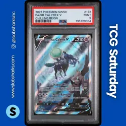 2021 POKEMON SWSH CHILLING REIGN #172/198 SHADOW RIDER CALYREX V FULL ART PSA 9 - Image 1