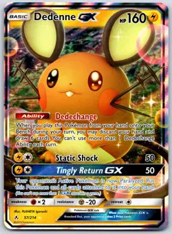 POKEMON UNBROKEN BONDS DEDENNE GX 57/214 RARE GX HOLO NM HOLO - Image 1