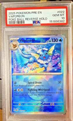 RARE PSA 10 Vaporeon Poke Ball Reverse Holo – Prismatic Evolutions - Pokemon - Image 1