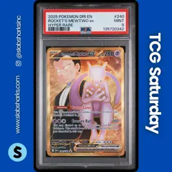2025 POKEMON DESTINED RIVALS #240/182 TEAM ROCKET'S MEWTWO EX HYPER RARE PSA 9 - Image 1