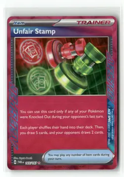 Unfair Stamp 165/167 ACE SPEC Rare Twilight Masquerade Pokemon Holo Near Mint - Image 1