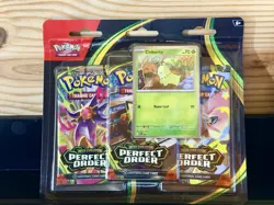 12 Pokemon TCG ME03 Perfect Order 3 Pack Blisters Chikorita Sealed New - Image 2