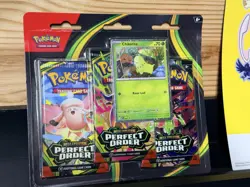 12 Pokemon TCG ME03 Perfect Order 3 Pack Blisters Chikorita Sealed New - Image 3
