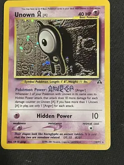 Unown A *Holo* Unlimited Neo Discovery 14/75 Rare Vinatge Pokemon TCG WOTC - Image 1