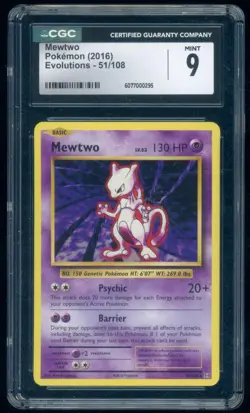 2016 Pokemon Mewtwo Evolutions 51/108 CGC 9 Mint - Image 1