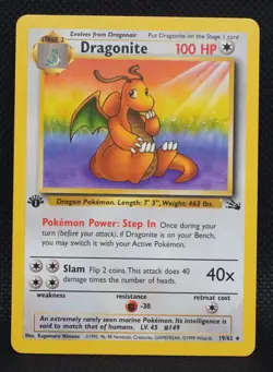 Dragonite 19/62 1st Edition Fossil Regular Pokemon TCG - Image 1