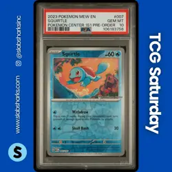 2023 POKEMON MEW EN #007/165 SQUIRTLE POKEMON CENTER 151 PRE-ORDER PSA 10 - Image 1