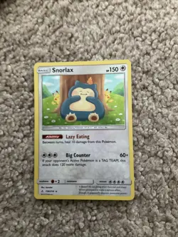 Snorlax Holo 158/214 Sm-Unbroken Bonds Rare Card Pikachu In Background - Image 1