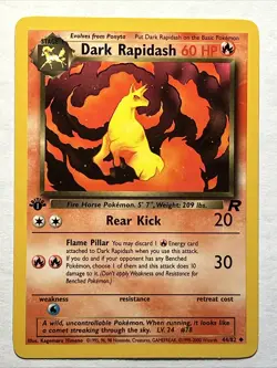1st Edition Dark Rapidash 44/82 Team Rocket 2000 Pokemon TCG Vintage Card NM - Image 1