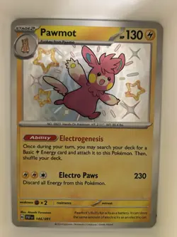 Pokemon TCG Paldean Fates Shiny Holo Rare Card Pawmot 144/091 S&V NM - Image 1