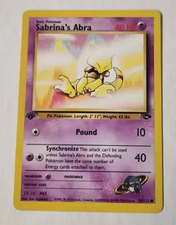 Pokemon Card - Sabrina's Abra 1st Edition Gym Challenge 93/132 Common - Image 1