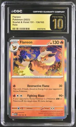 *POP 12* CGC 10 PRISTINE Flareon 136/165 Scarlet & Violet 151 Holo Pokemon Card - Image 1