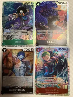 Bandai One Piece OP15 EB04 Lot 4 Cards Brook Lucci Luffy Zoro - Image 1