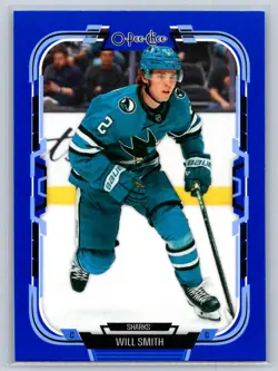 2025-26 O Pee Chee Blue Border Second Year Will Smith San Jose Sharks #279 - Image 1