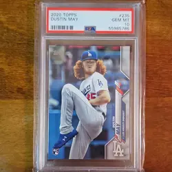 Topps 2020 Dustin May #235 Rookie PSA 10 Los Angeles Dodgers Baseball Card - Image 1