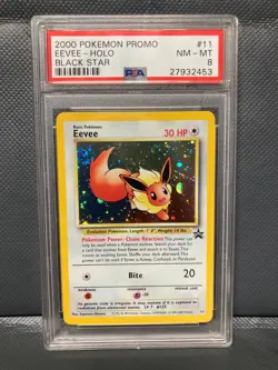 EEVEE [PSA 8] BLACK STAR PROMO -HOLO/SWIRL- VINTAGE POKEMON CARD - Image 1