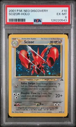 PSA 6 EX-MT Scizor Neo Discovery SWIRL Holo Rare Pokemon Card 10/75 - Image 1