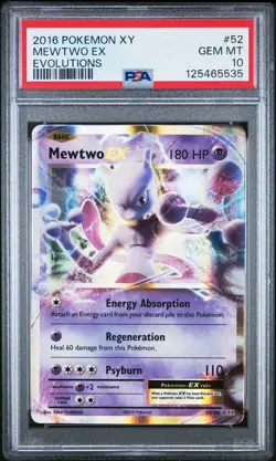 2016 POKEMON XY EVOLUTIONS #52 MEWTWO EX PSA 10 - Image 1