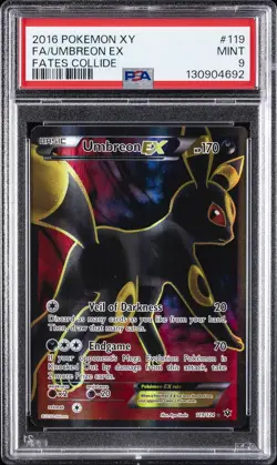 2016 POKEMON XY FATES COLLIDE #119 FULL ART/UMBREON EX PSA 9 - Image 1