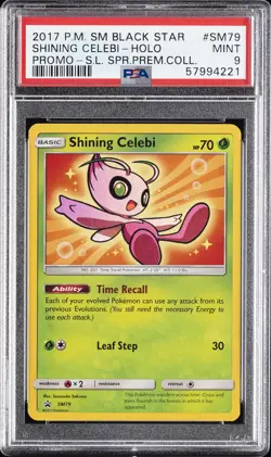 2017 POKEMON SM BLACK STAR PROMO #SM79 SHINING CELEBI-HOLO PSA 9 - Image 1