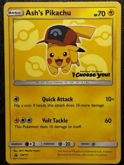 POKEMON CARD - ASH'S PIKACHU - SM111 - PROMO - 2017 - LP - Image 1