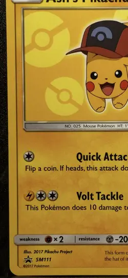 POKEMON CARD - ASH'S PIKACHU - SM111 - PROMO - 2017 - LP - Image 5